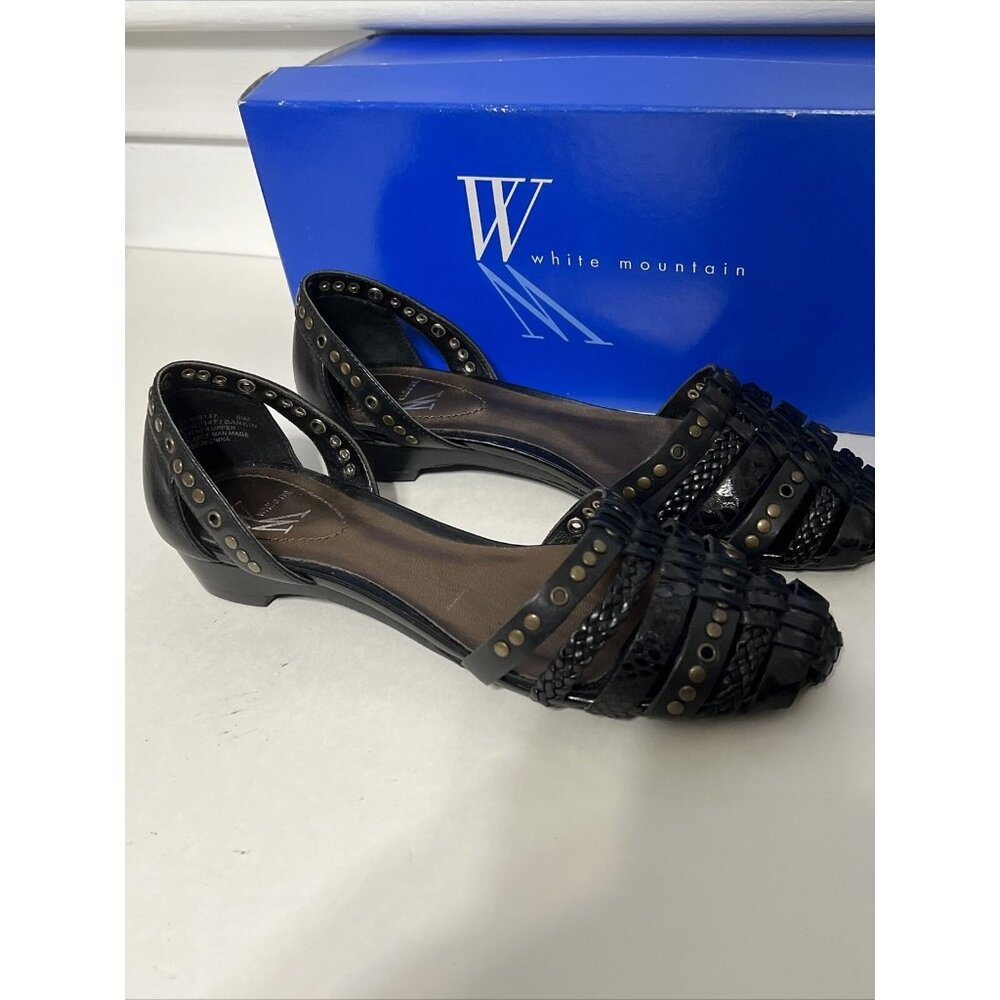 WHITE MOUNTAIN Barkin Ballet Flats Womens Black Beaded Dress‎ Sandals Size 6.5